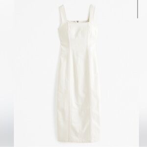 Abercrombie & Fitch denim column midi dress, cream XS, NWOT